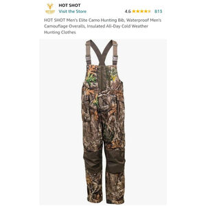 HOT SHOT Men’s Elite Camo Hunting Bib - Size: XL - NWT